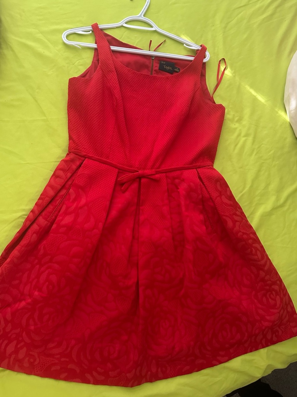 Taylor Red Floral Fit-and-Flare womens Dress